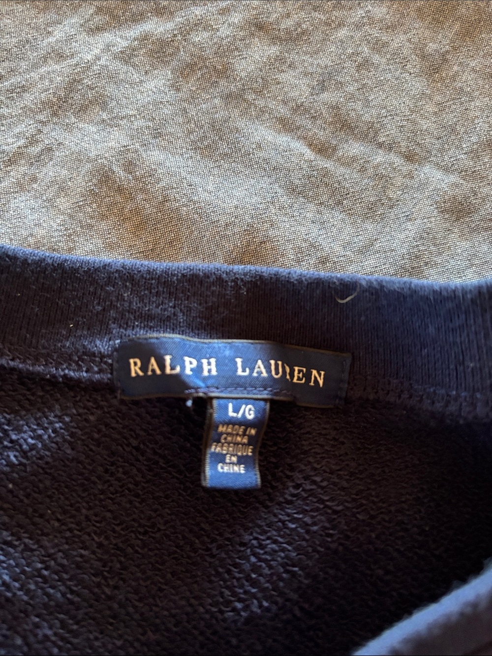 Ralph Lauren Navy Sweatshirt with Gold Lettering Label - Picture 2 of 4